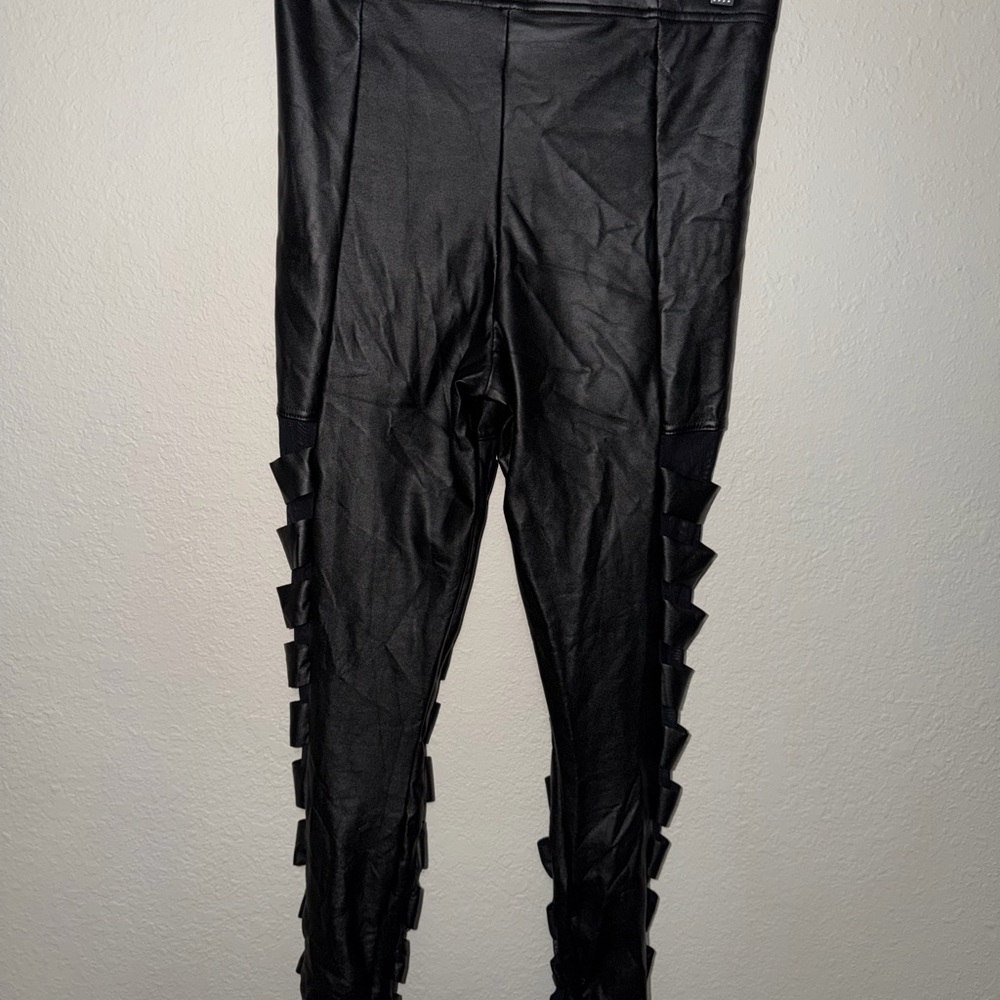 New BlackMilk Black Faux Leather Leggings - Picture 8 of 9